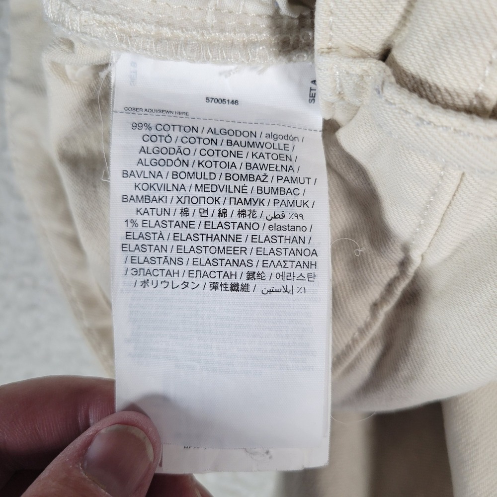 MNG‎ Fiona Flare Jeans Men Size 28 Cream Raw Hem Cotton Blend Mid Rise Denim - Picture 6 of 16